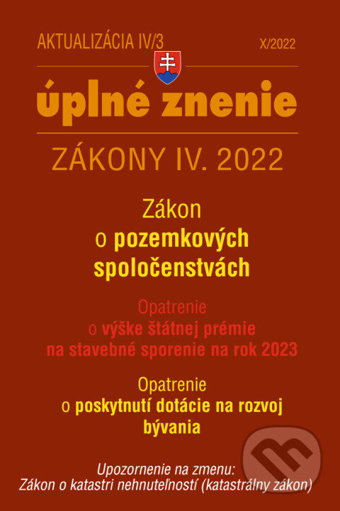 Levně Aktualizácia IV/3 / 2022 - bývanie, stavebný zákon - kniha z kategorie Právo