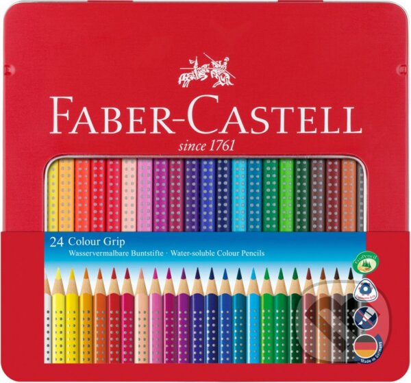 Levně Pastelky akvarelové Colour Grip set 24 farebné (plechová krabička)