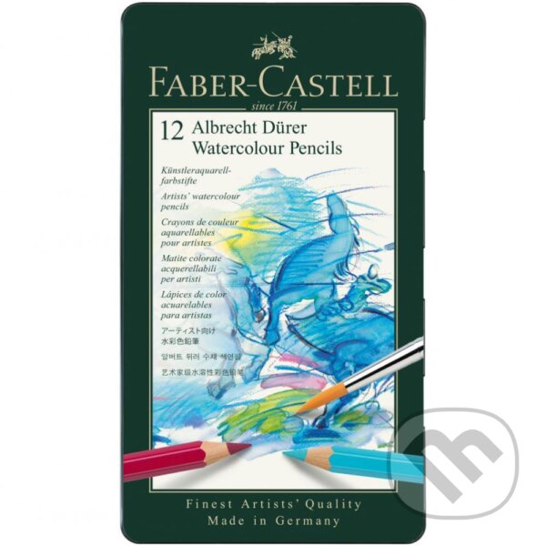 Levně Akvarelové farebné ceruzky Faber-Castell Albrecht Dürer - plechová krabička, 12 farieb