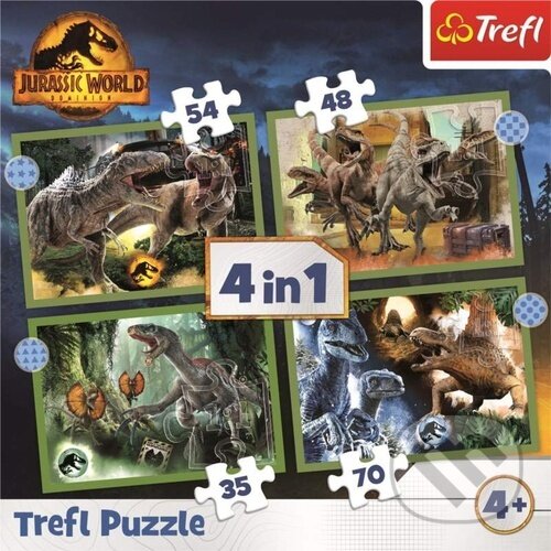 Levně Jurský svět Nadvláda 4v1 ((35,48,54,70 dílků)) - puzzle z kategorie Maxi dieliky