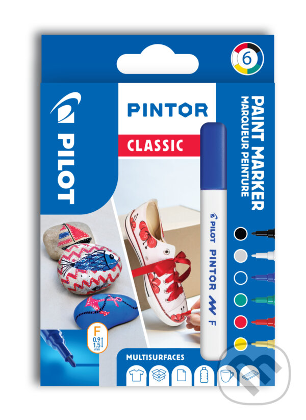 Levně Sada 6 kusov akrylových popisovačov Pintor, (F) tenký, mix farieb Classic