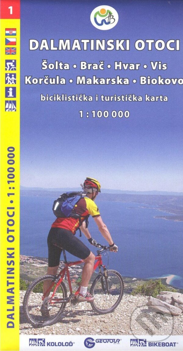 Levně Dalmátské pobřeží sever (Šolta, Brač, Hvar, Vis, Korčula, Makarska, Biokovo) /cykloturistická mapa 1:100 000