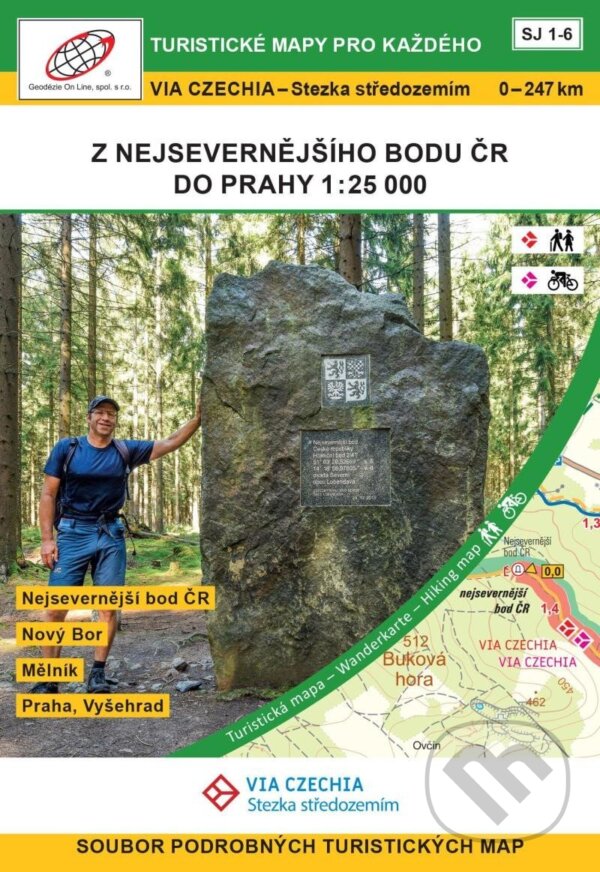Levně VIA CZECHIA – Stezka středozemím, box 1, Z nejsevernějšího bodu ČR do Prahy 1 : 25 000