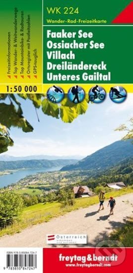 Levně WK 224 Faaker See – Ossiacher See, Villach, Dreiländerec, Unteres Gailtal, Wanderkarte 1:50.000/mapa
