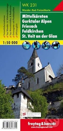 Levně WK 231 Mittelkärnten, Gurktaler Alpen, Friesach, Feldkirchen, St. Veit an der Glan, Wanderkarte 1:50.000/mapa