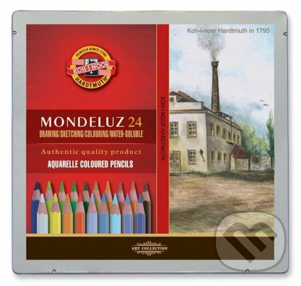 Levně Koh-i-noor akvarelové pastelky MONDELUZ - Krajina 24 ks v plechové krabičce
