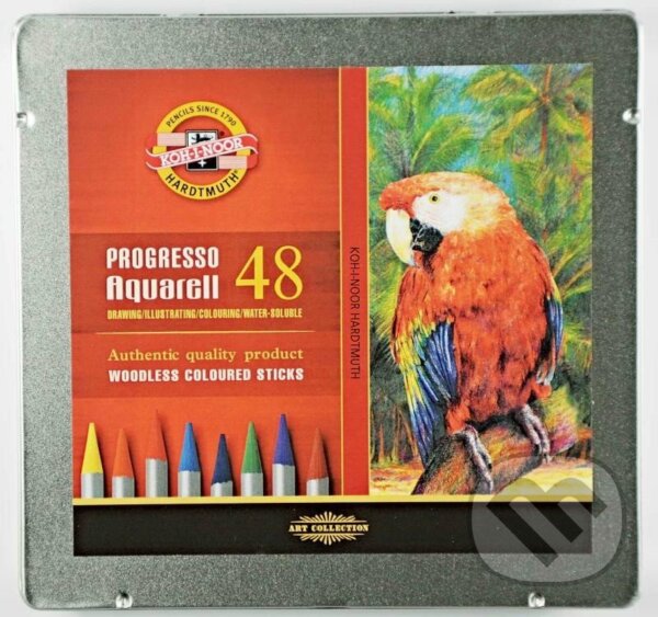 Levně Koh-i-noor pastelky PROGRESSO akvarelové souprava 48 ks v plechové krabičce