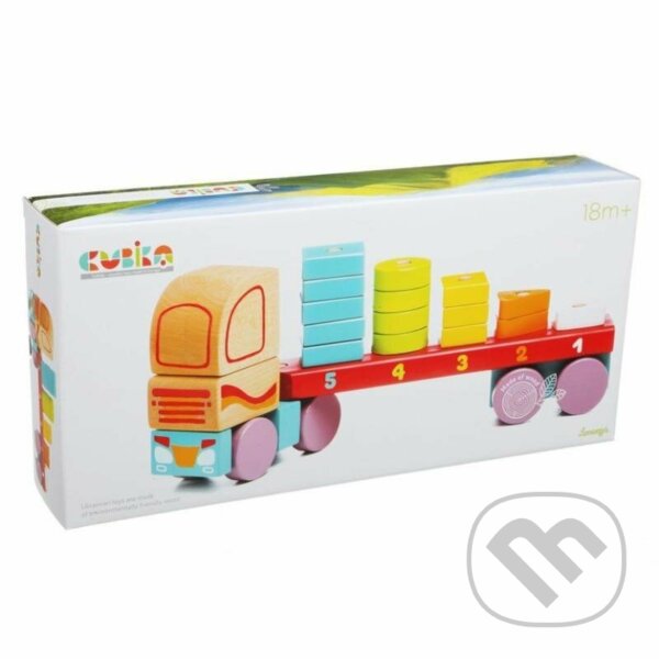 Levně Kamion s geometrickými tvary (dřevěná skládačka 19 dílů) - hra z kategorie Stavebnice