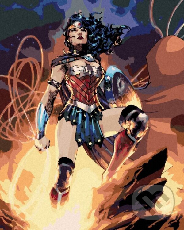 Levně Malování podle čísel: Wonder Woman - na skále (40 x 50 cm)