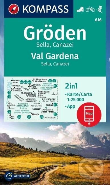 Levně Gröden, Val Gardena, Sella, Canazei, 1:25 000
