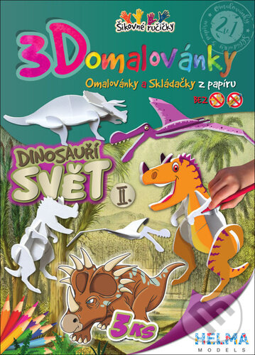 Levně 3D omalovánky Dinosauří svět II. (Omalovánky a Skládačky z papíru) - kniha z kategorie Výroba z papieru
