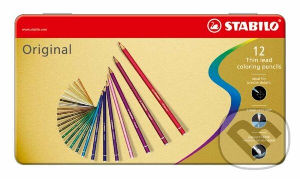 Levně Prémiové pastelky STABILO Original ARTY+ (12 ks sada v plechu (12 různých barev))