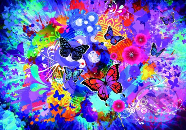 Levně Colorful Flowers and Butterflies - puzzle z kategorie Umelecké