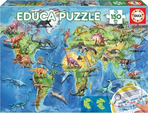 Levně Mapa světa s dinosaury - puzzle z kategorie 60 – 300 dielikov
