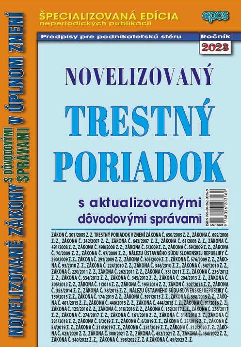 Levně Novelizovaný Trestný poriadok (s aktualizovanými dôvodovými správami v úplnom znení) - kniha z kategorie Trestné právo
