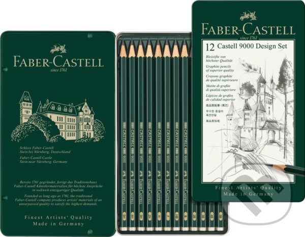 Levně Grafitové ceruzky Faber-Castell 9000 Design - súprava 12 ks