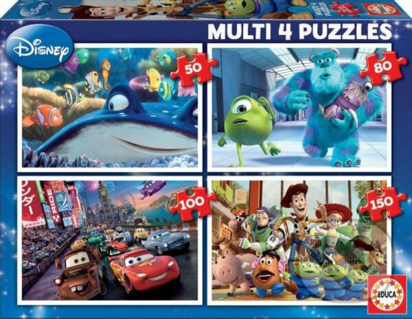 Levně Disney Pixar Mix 4v1 - puzzle z kategorie 15 – 60 dielikov