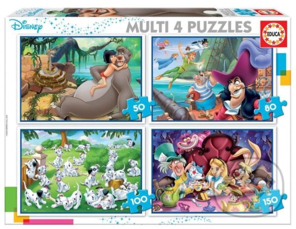 Levně Disney pohádky 4v1 - puzzle z kategorie 60 – 300 dielikov