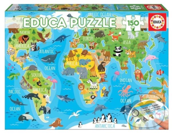 Levně Mapa se zvířaty světa - puzzle z kategorie Náučné puzzle