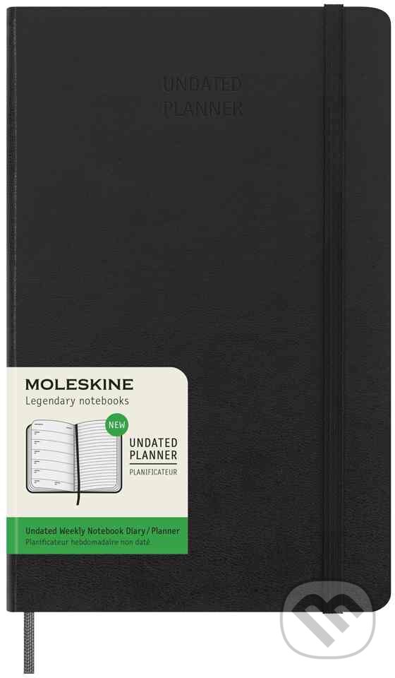Levně Moleskine – nedatovaný plánovací čierny diár (stredný, týždenný / mesačný, 12-mesačný)
