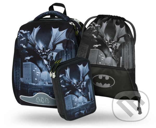 Levně Školní set Baagl Shelly Batman Dark City (set 3) (aktovka, penál, sáček)