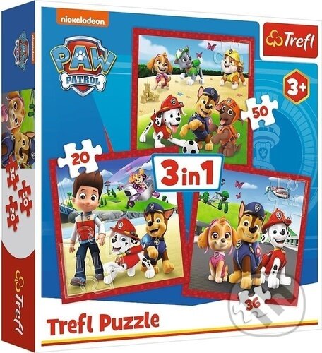 Levně Tlapková patrola Veselí pejsci 3v1 - puzzle z kategorie 15 – 60 dielikov