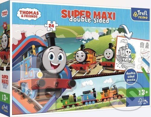 Levně Oboustranné puzzle Mašinka Tomáš s přáteli SUPER MAXI - puzzle z kategorie 15 – 60 dielikov