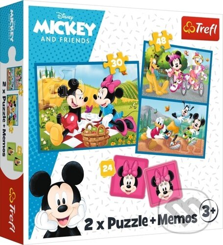 Levně Sada 3v1 Mickey a přátelé (2x puzzle + pexeso) - puzzle z kategorie 15 – 60 dielikov