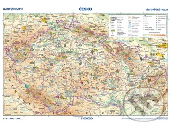 Levně Česko - vlastivědná mapa, 1 : 1 100 000 (obrysová mapa)