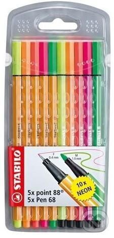 Levně Popisovač STABILO point liner 88/Pen 68 neon (sada 10 ks v pouzdru)