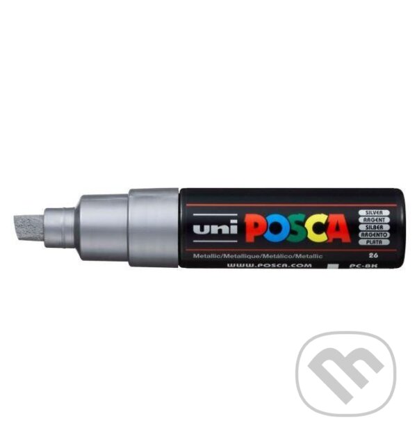 Levně Posca akrylový popisovač PC-8K, 8 mm, stříbrná (se širokým, seříznutým hrotem)