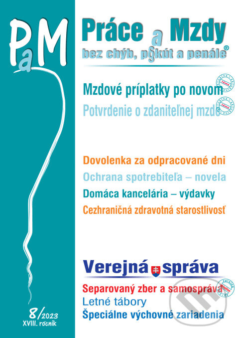 Levně Práce a Mzdy č. 8 / 2023 - Mzdové príplatky po novom - kniha z kategorie Mzdové účtovníctvo
