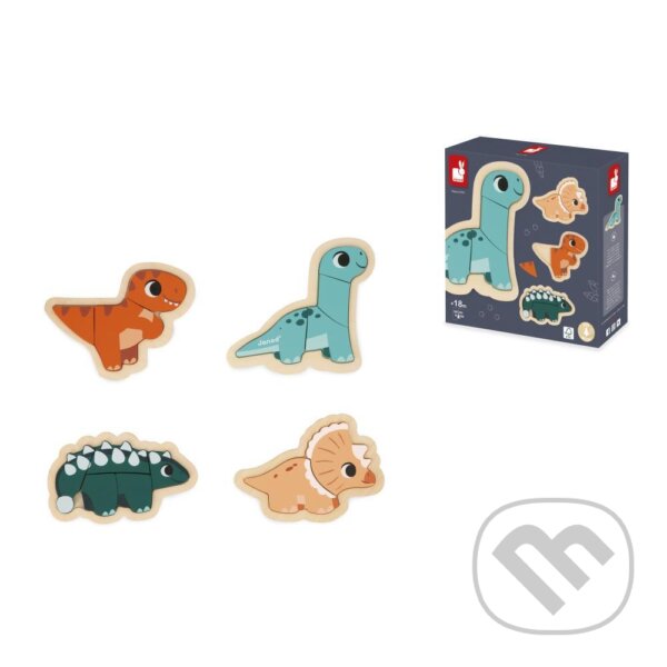 Levně Dinosaury 4v1 Dino (Janod Drevené vkladacie puzzle) - puzzle z kategorie Maxi dieliky