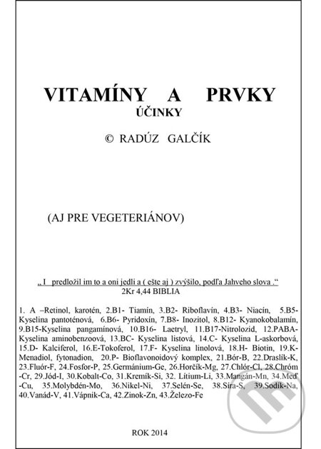 E-kniha: Vitamíny a prvky účinky (Radúz Galčík). Radúz Galčík