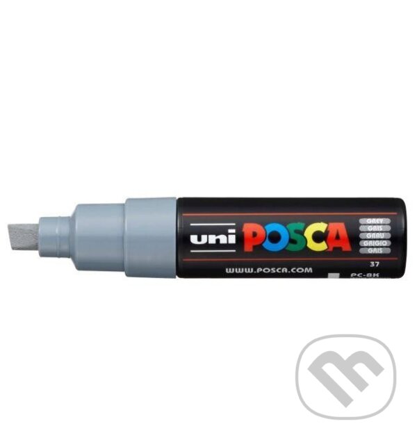 Levně Posca akrylový popisovač PC-8K, 8 mm, šedá (se širokým, seříznutým hrotem)