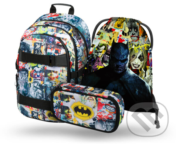 Levně Školní set Baagl Skate Batman Komiks (set 3) (batoh, penál, sáček)