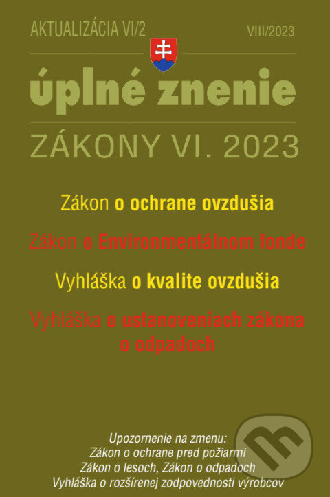 Aktualizácia VI/2 - životné prostredie, odpadové a vodné hospodárstvo, Poradca s.r.o., 2023