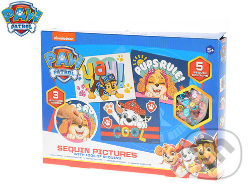 Levně Paw Patrol mozaika 3 druhy obrázků (s flitry a lepidlem v krabičce) - puzzle z kategorie Maxi dieliky