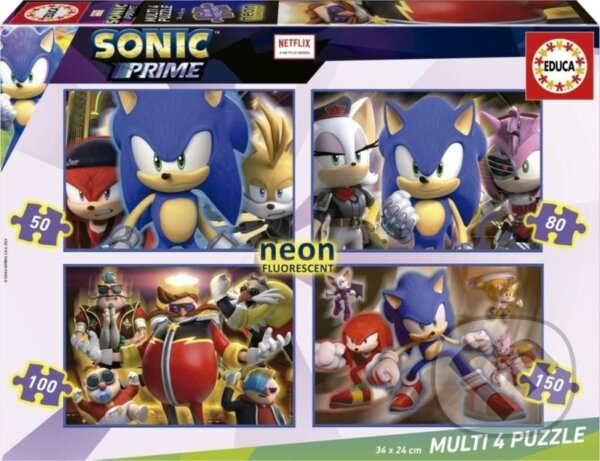 Levně Svítící Sonic Prime 4v1 - puzzle z kategorie Svietiace