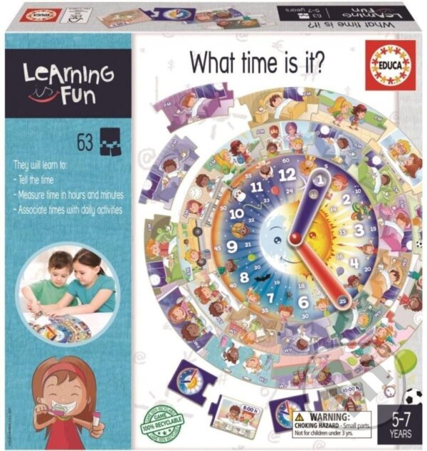 Levně Puzzle vzdělávací + hra Learning is Fun: Kolik je hodin? - puzzle z kategorie Náučné puzzle