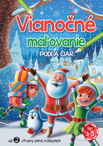 Levně Vianočné maľovanie podľa čiar (až 2 strany plné nálepiek) - kniha z kategorie Samolepky