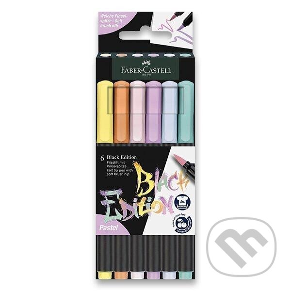 Levně Faber Castell Fixy Black Edition Brush - Pastel 6 ks