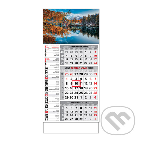 Štandard 3-mesačný kombinovaný nástenný kalendár 2024 - jeseň pri jazere, Spektrum grafik, 2023