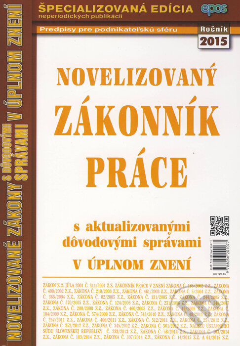 Kniha: Novelizovaný Zákonník práce (Epos). Epos, 2015