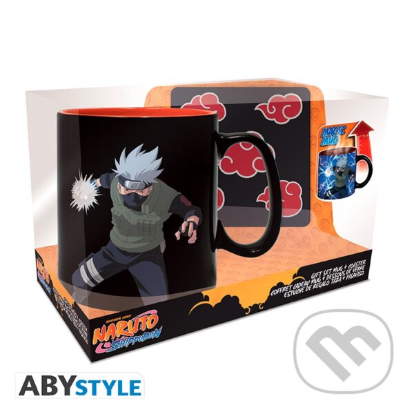 Levně Naruto set 3D Hrnček meniaci sa 460 ml + podtácok - Akatsuki