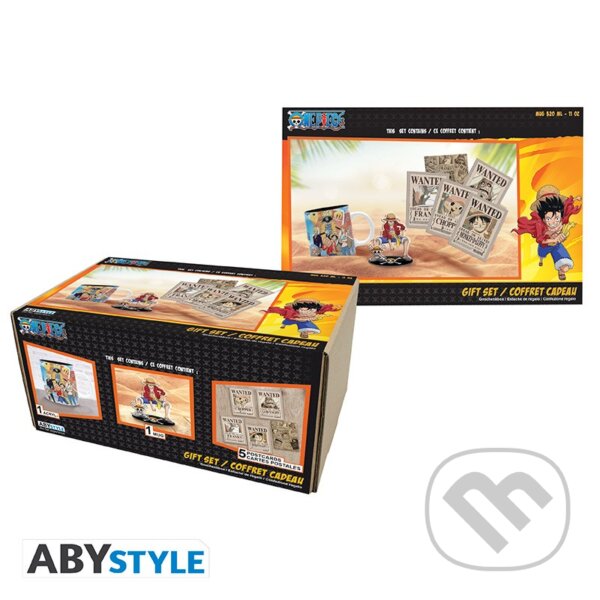 Levně One Piece set Hrnček 320 ml + 2D figúrka + pohľadnice - Luffy