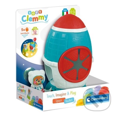 Levně Soft Clemmy - Senzorický box Vesmírná raketa s 5 kostkami - hra z kategorie Stavebnice