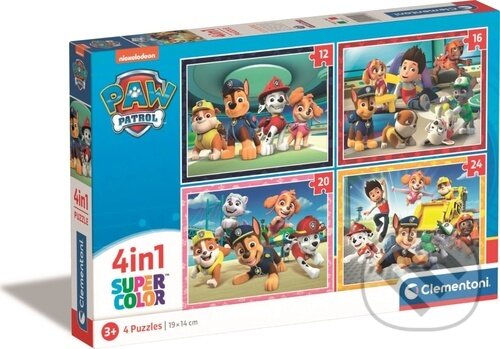 Levně Tlapková patrola 4v1 (12, 16, 20, 24) - puzzle z kategorie 15 – 60 dielikov