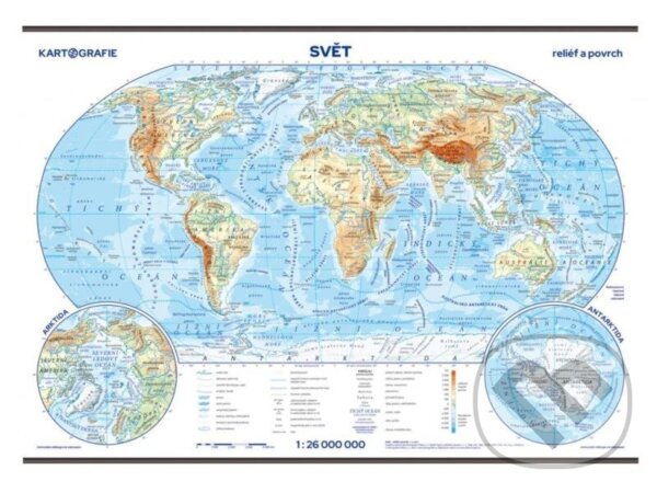 Levně Svět - školní nástěnná fyzická mapa 1:26 mil./136x96 cm - kniha z kategorie Atlasy sveta