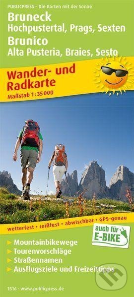 Levně Bruneck, Hochpustertal, Braies, Sesto / Brunico, Alta Pusteria, Braies, Sesto 1:35 000 / turistická a cykloturistická mapa